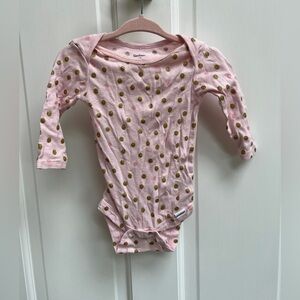 Gerber 3-6M Pink and Gold Glitter Long Sleeve Girls Onesie